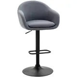 Homcom Barhocker, Höhenverstellbarer Barstuhl, Küchenhocker, Bistrohocker mit Fußstütze, Tresenhocker mit Leinenoptik für Esszimmer, Dunkelgrau, 54 x 54 x 92-112 cm