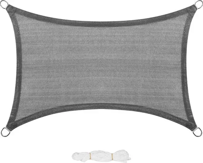 EUGAD Sonnensegel Rechteckig Quadratisch Sonnenschutz 200 g/m2 Garten Balkon Terrasse HDPE Wetterfest Atmungsaktiv Grau, 4x6m, grau