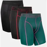 SPORTS EXTRA LANGE TRUNKS - 3-Pack - Schwarz | Schwarz/Rot | Grün/Lila - XL