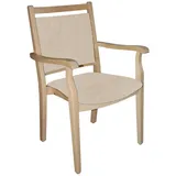 einrichtungsdesign24 Armlehnstuhl 4-Fußstuhl Holzstuhl mit Armlehnen André Seniorenstuhl Esszimmer, Gestell aus Massivholz und stapelbar beige