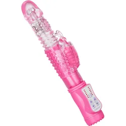 Stoßender Perlenvibrator, 26 cm, pink | transparent