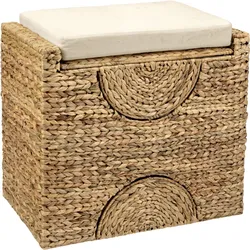 Hocker, beige (natur), B:56cm H:50cm T:35cm, Hocker, Sitzhocker Badhocker Hocker mit Stauraum