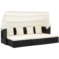 Garten-sonneninsel Mit Dach Schwarz Poly Rattan
