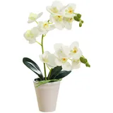 QmjdDymx Faux White Orchidee, falsche Orchidee in Topf Realistisch 16 -Zoll