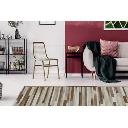 Fellteppich KAYOOM "Lavish 110" Gr. 3, beige (creme), B:120cm H:8mm L:170cm, Leder, Teppiche, Patchwork-echtes Leder-Fell, Wohnzimmer