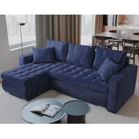 BroMARKT Ecksofa LUIS Schlaffunktion Bettkasten L-Form 238x148x88cm Blau - Blau