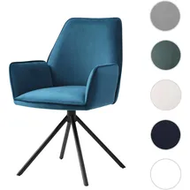 Mendler Esszimmerstuhl HWC-G67 Samt türkis-blau