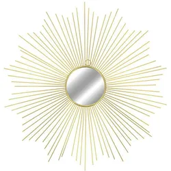 Hängespiegel Wandspiegel Dekospiegel Sonne Metall Gold Ø65cm