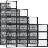 Schuhboxen 18er Set stapelbar bis Größe 43 transparent-schwarz