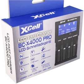 XCell Schnellladegerät X4000 PRO mit LCD-Display - ideal für 1-4 NiMH. Li-ion 1.5V, Li-ion und LiFePo4