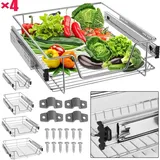 Küchenschublade 50cm, Teleskopschublade Vollauszug Küchenschrank Schrankauszug Haushalt Küchenregal 4 Stück - Aufun