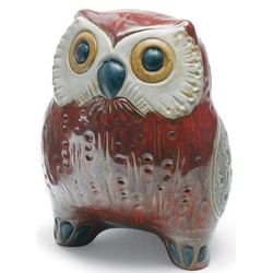 Casa Padrino Luxus Porzellanfigur Eule Rot / Mehrfarbig 13 x H. 16 cm - Deko Skulptur