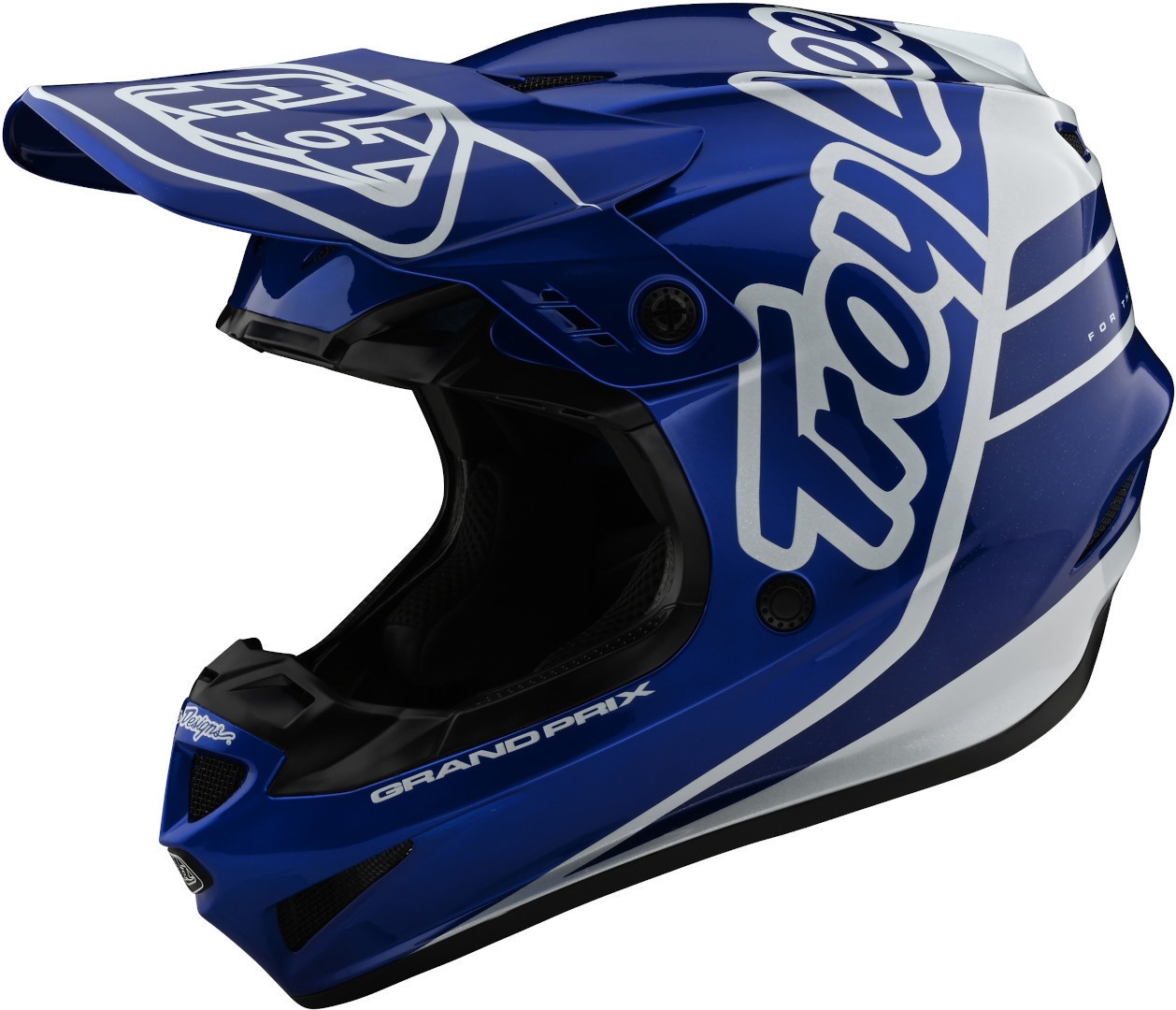 Troy Lee Designs GP Silhouette Jeugd Motocross Helm, wit-turquoise-blauw, L