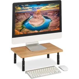 Relaxdays Monitorständer höhenverstellbar 16 x 42 x 26,5 cm natur/schwarz