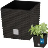 KOTARBAU® Blumentöpfe 4 L Höhe: 17 cm Umbra Pflanzentopf aus Kunststoff Übertopf mit Innentopf Blumentopf Set wie Rattan Pflanzentopf Innen Außen