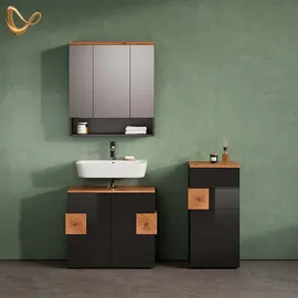 livinity® Tanaro 3-tlg. Anthrazit/Eiche