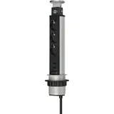 Brennenstuhl Tower Power Tisch-Steckdosenleiste, 3-fach 2x USB, 2m 1396200013