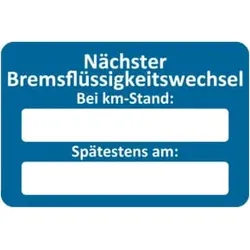 Eichner Kundendienstaufkleber, Text: Nächster Bremsflüssigkeitswechsel