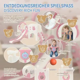 joyz Schaukel mit Spielturm und Rutsche 6-in-1 Rosa