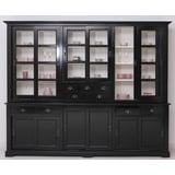 Casa Padrino Küchenbuffet Casa Padrino Landhausstil Esszimmerschrank Schwarz / Weiß 280 x 55 x H. 225 cm - Massivholz Küchenschrank - Esszimmer Möbel im Landhausstil - Landhausstil Esszimmer Einrichtung