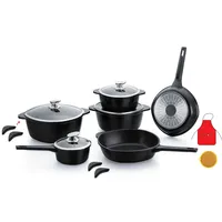 Marmor 16tlg. Kochtopfset BIO Kochtopf Bräter Topf Kochgeschirr schwarz NEU