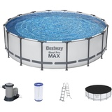 BESTWAY Steel Pro Max Frame Pool Set 488 x 122 cm weiß inkl. Filterpumpe