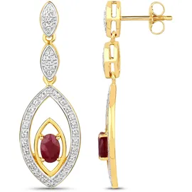 vira jewels Ohrhänger Vira Jewels Gelb/Rot 40mm Silber 925