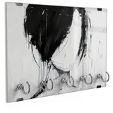 DEQORI Schlüsselbrett 'Das Gesicht der Stille', (1 St), Schlüsselhalter Schlüssel Haken Schlüsselboard modern Schlüsselleiste schwarz