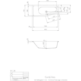 Hoesch Combi Eckbadewanne 70 x 160 cm (5590.010)