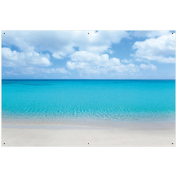 Wallario Sichtschutzzaunmatten Sandstrand und blaues Meer 61 cm x 91.5 cm