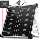 Voltset 20 W Solarmodule, 12 V monokristallines Solarbatterie-Erhaltungsladegerät + Upgrade 10 A MPPT-Laderegler + verstellbare Halterung für Auto, Wohnmobil, Boot, Motorrad