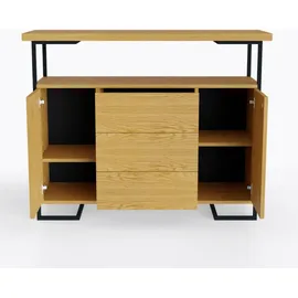 AC ANGEL CERDÁ Highboard 110 x 140 x 50 cm Walnuss / Schwarz