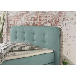 Home Affaire Boxspringbett HOME AFFAIRE "Cecina", blau (petrol), B:222cm L:210cm, Struktur fein (100% Polyester), Komplettbetten, Boxspringbett, in 5 Breiten, 3 Ausführungen, 2 Härtegrade, Knopfheftung, Topper