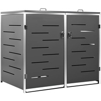 Norheim Edelstahl Mülltonnenbox 2er Mülltonnenverkleidung 2 Tonnen 240L Metall Müllcontainer Mülltonnenschrank Müllbox Draußen 138x77,5x115,5 cm Anthrazit