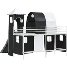vidaXL Kinderloftbett Weiß und Schwarz 90 x 190 cm Metall