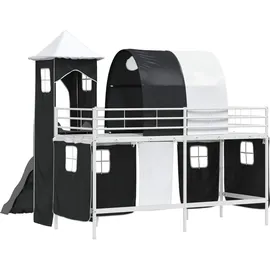 vidaXL Kinderloftbett Weiß und Schwarz 90 x 190 cm Metall