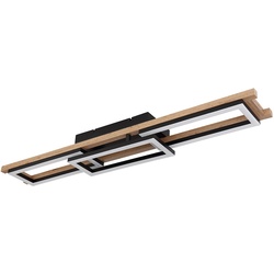 Deckenleuchte Fernbedienung Holz Wohnzimmerleuchte Decke dimmbar Deckenlampe schwenkbar, CCT, 1x LED 30W 1800Lm, LxBxH 100x13,5x11cm