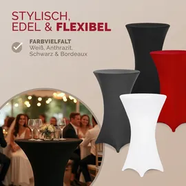 DETEX DETEX® Stehtisch Husse 2er Set Schwarz 70-75cm Verstärkter Fußbereich 30°C Waschbar Stehtischhussen Stretch Überzug