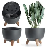 Kadax Blumentopf aus Kunststoff mit drei Einsteckstützen, 24 cm, Anthrazit