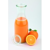 APS 6 Original WECK Glasflaschen 1 Liter mit Deckel, Ø 6 cm, H: 25,5 cm, Flaschen für Säfte, Smoothies, Dressings, spülmaschinengeeignet