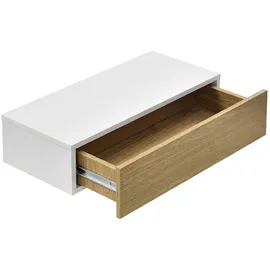 [en.casa] Wandregal Leknes 50x24x12 cm 2er Set mit Schublade Weiß/Holzfarben