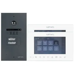 2 Familienhaus 2 Draht BUS Video-Türsprechanlage 170 Grad Weitwinkelkamera -Außenstation in Anthrazit 2x 7 Zoll Monitor Monitore ohne WLAN Schnittstel