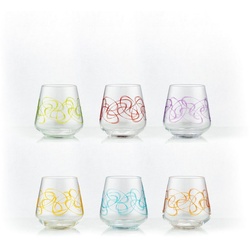 Crystalex Longdrinkglas Sandra (bunte Gravur) 290 ml 6er Set, mehrfarbige Gravur, Kristallglas
