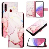 nancencen für Samsung Galaxy A20S Hülle, PU Leder Handyhülle Kapphülle mit Kartenfach Magnetisch Rundumschutz Mode Marmormuster Handytasche Case Handytasche Case, Roségold