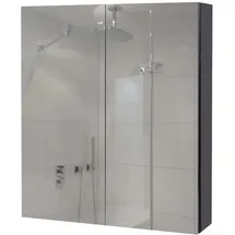 Mendler Spiegelschrank HWC-B19b, Badschrank Hängeschrank, 2 Regalböden hochglanz FSC®-zertifiziert 70x60x16cm ~ schwarz