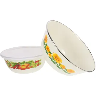 SHOWERORO 2sätze Emaille Suppenschalen Mit Deckel Für Salat Und Lebensmittelaufbewahrung Praktische Und Dekorative Schüsseln Für Küche Und Zuhause Und Benutzerfreundlich