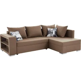 Collection AB Ecksofa »John L-Form« mit Bettfunktion, Bettkasten und integriertem Regal, braun