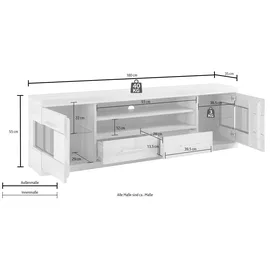 OTTO home Ribe Lowboard 180 cm Braun Glas/Holz/Massivholz