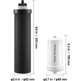 Vevor Wasserfilter-Ersatz Reinigungselemente Ersatzfilter, Schwerkraft-Wasserfiltersystem-Ersatz, kompatibel mit den meisten Marken, 4er-Pack (2 Aktivkohlefilter + 2 Entfluorierungsfilter)