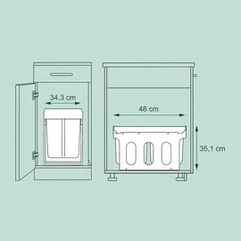 Relaxdays Einbaumülleimer 15 & 8 l Grau